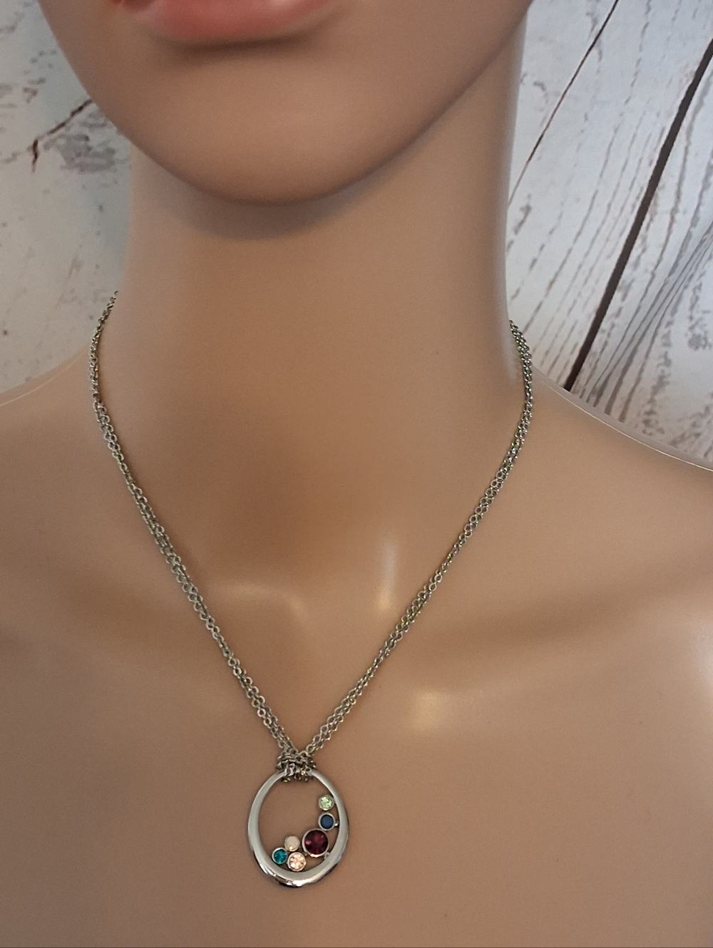 Lia Sophia Multi-Stone Silver Pendant Necklace - Designer Style